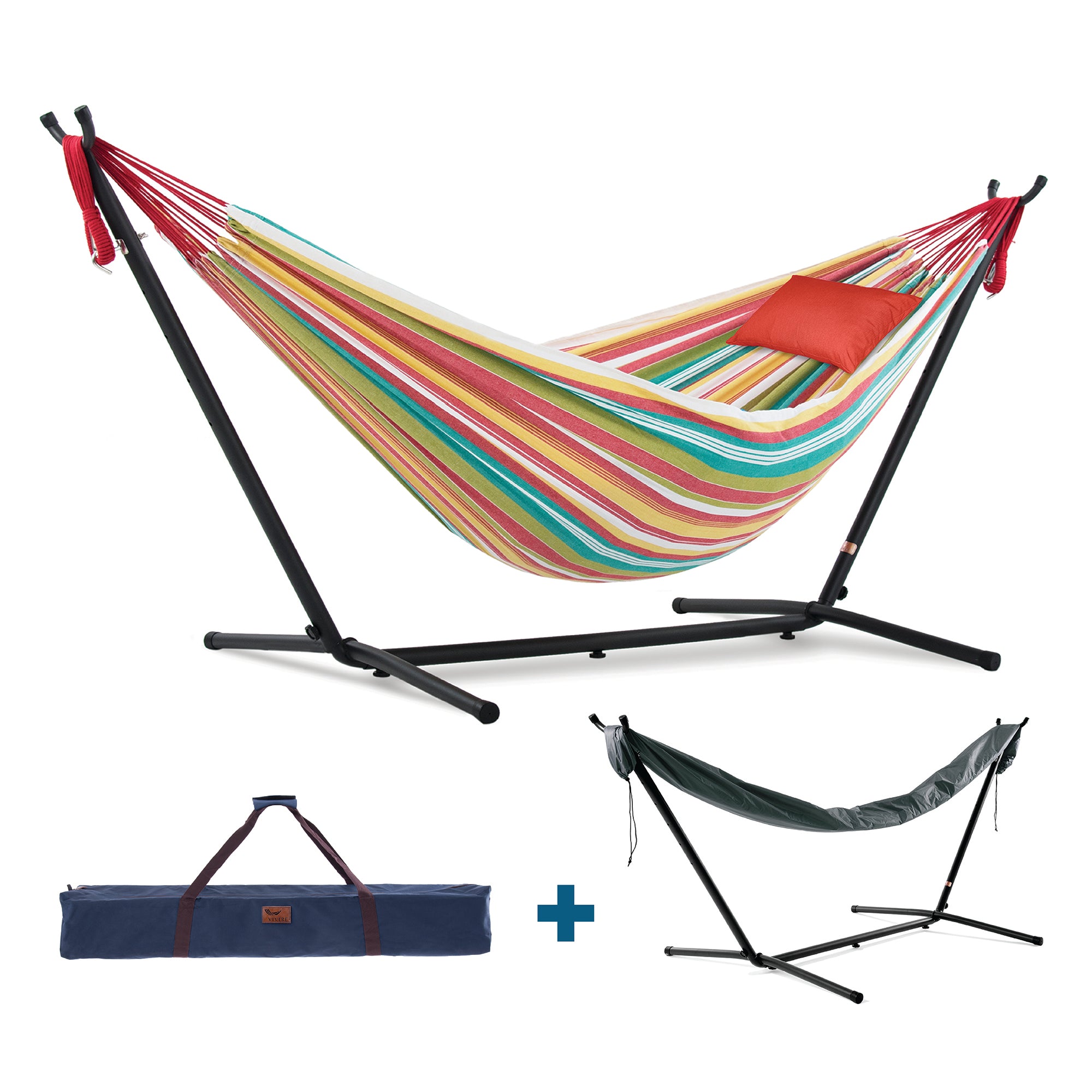 Double Cotton Hammock Bundle (9ft/280cm) - Salsa & Cherry Red