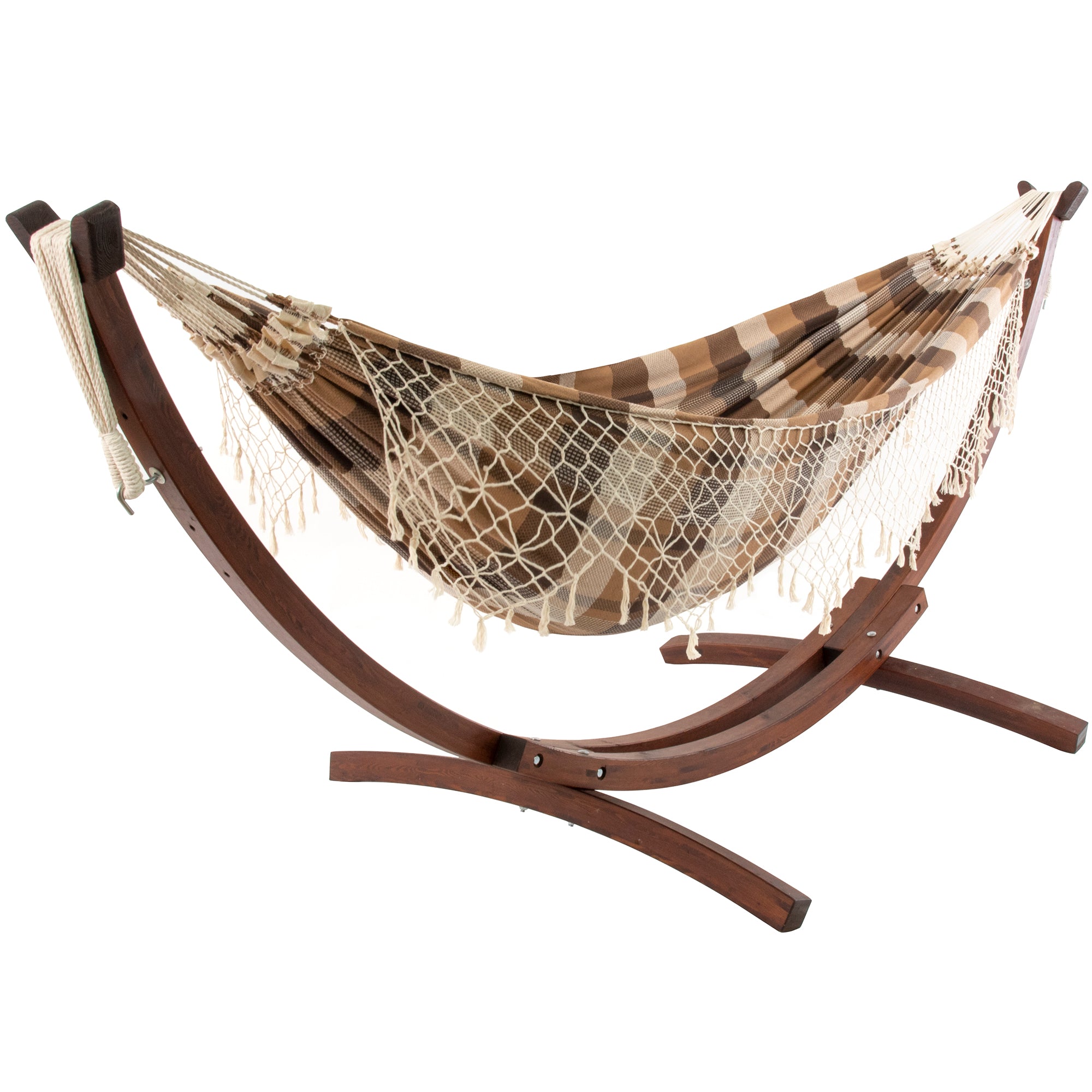 Authentic Brazilian Hammock with Solid Pine Stand (10ft/305cm) - Brazilwood