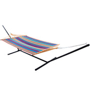 Double Cotton Spreader Bar Hammock with Stand (13ft/ 370 cm) - Tropical