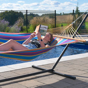 Double Cotton Spreader Bar Hammock with Stand (13ft/ 370 cm) - Tropical