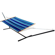 Double Cotton Spreader Bar Hammock with Stand (13ft/ 370 cm) - Island Breeze