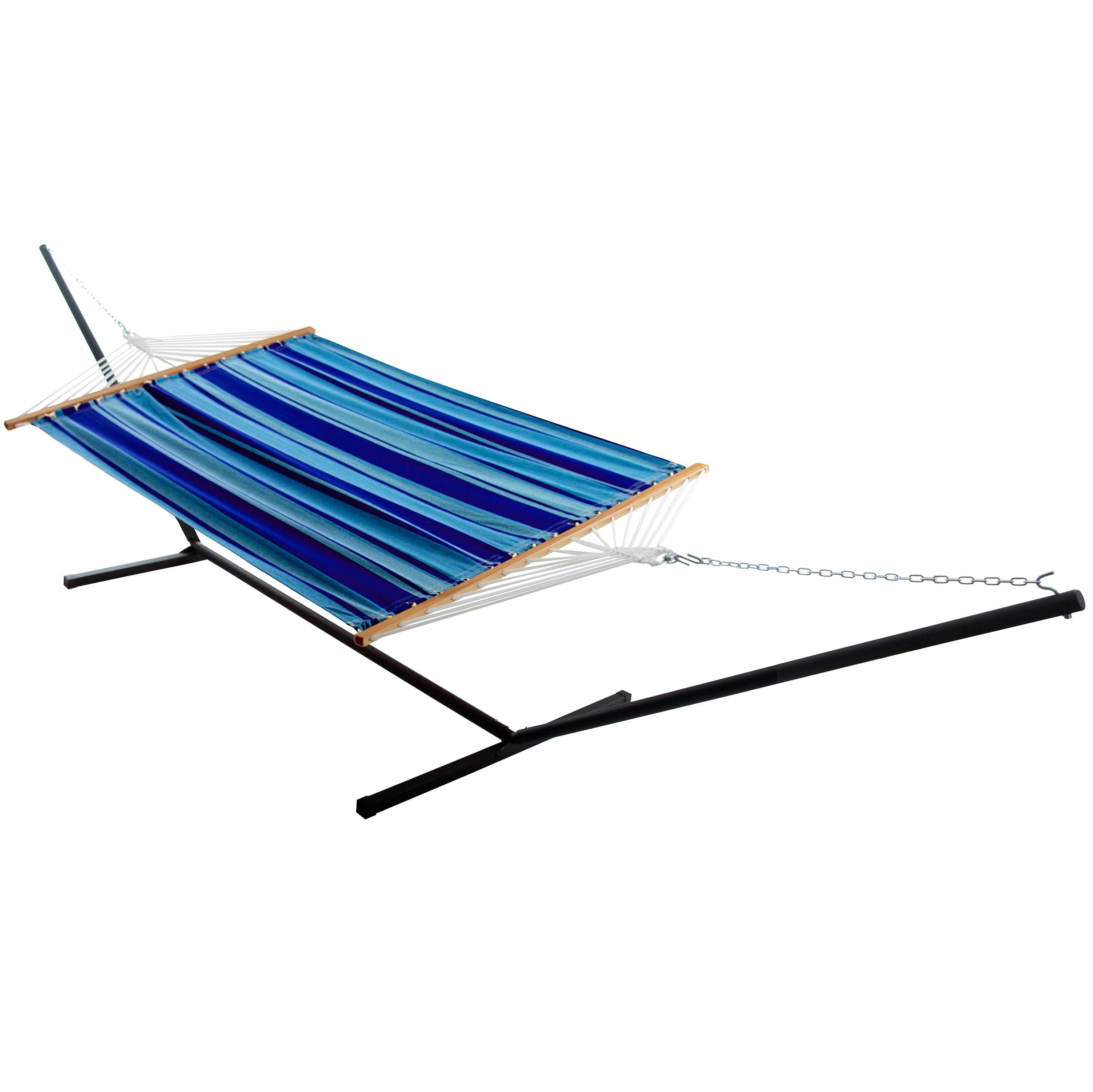 Double Cotton Spreader Bar Hammock with Stand (13ft/ 370 cm) - Island Breeze