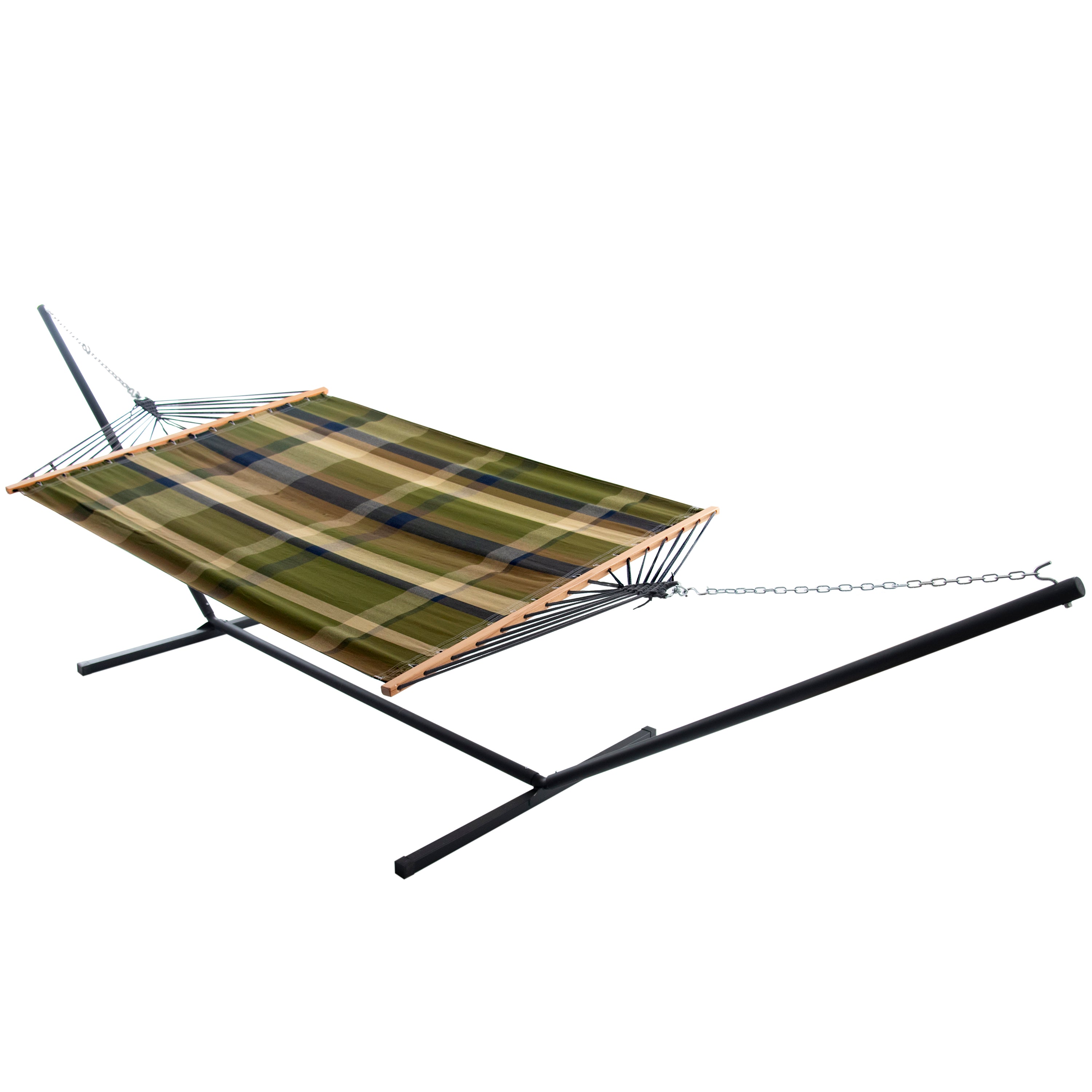 Double Cotton Spreader Bar Hammock with Stand (13ft/ 370 cm) - Frontier Camo