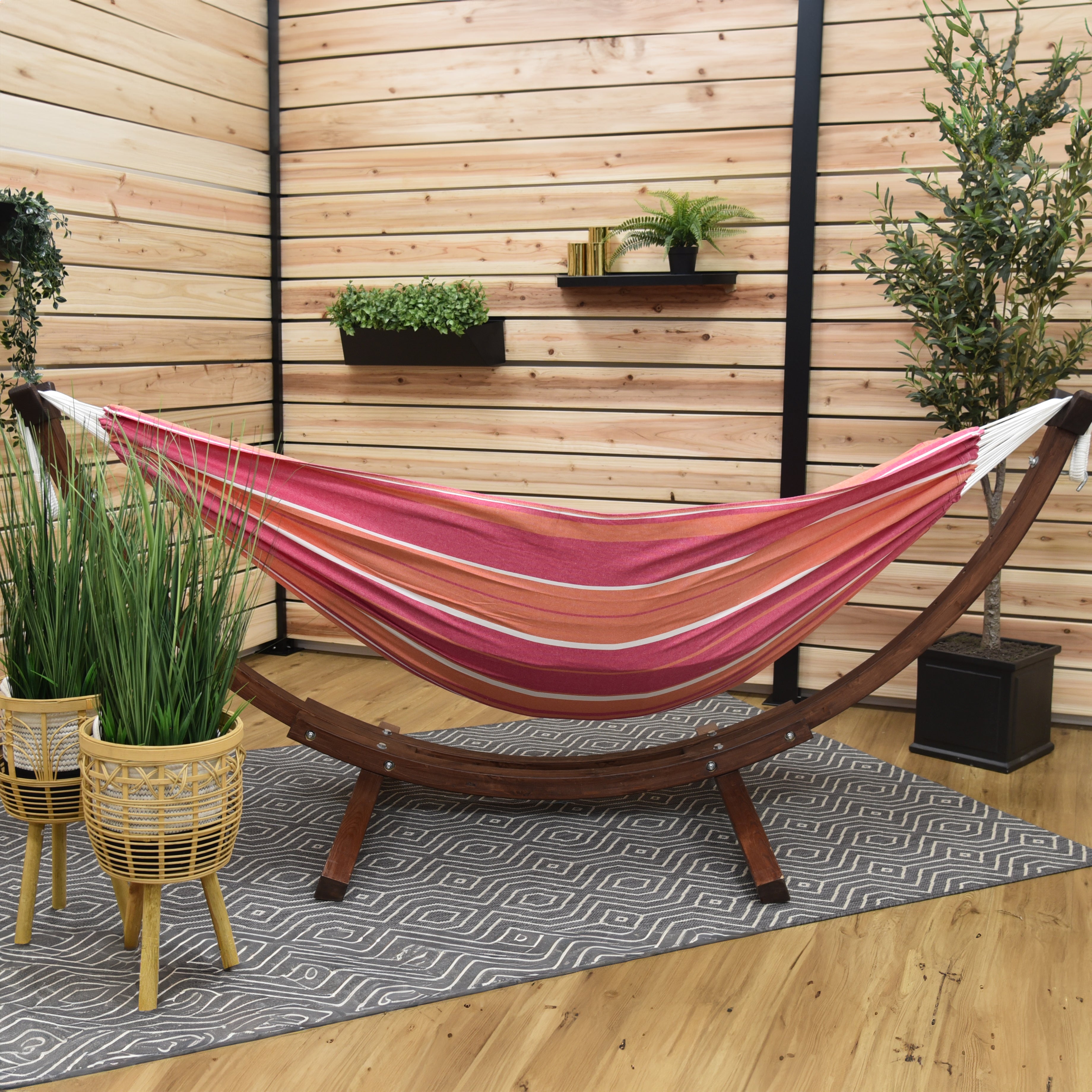 Double Cotton Hammock with Solid Pine Stand (8ft/260cm) - Mimosa