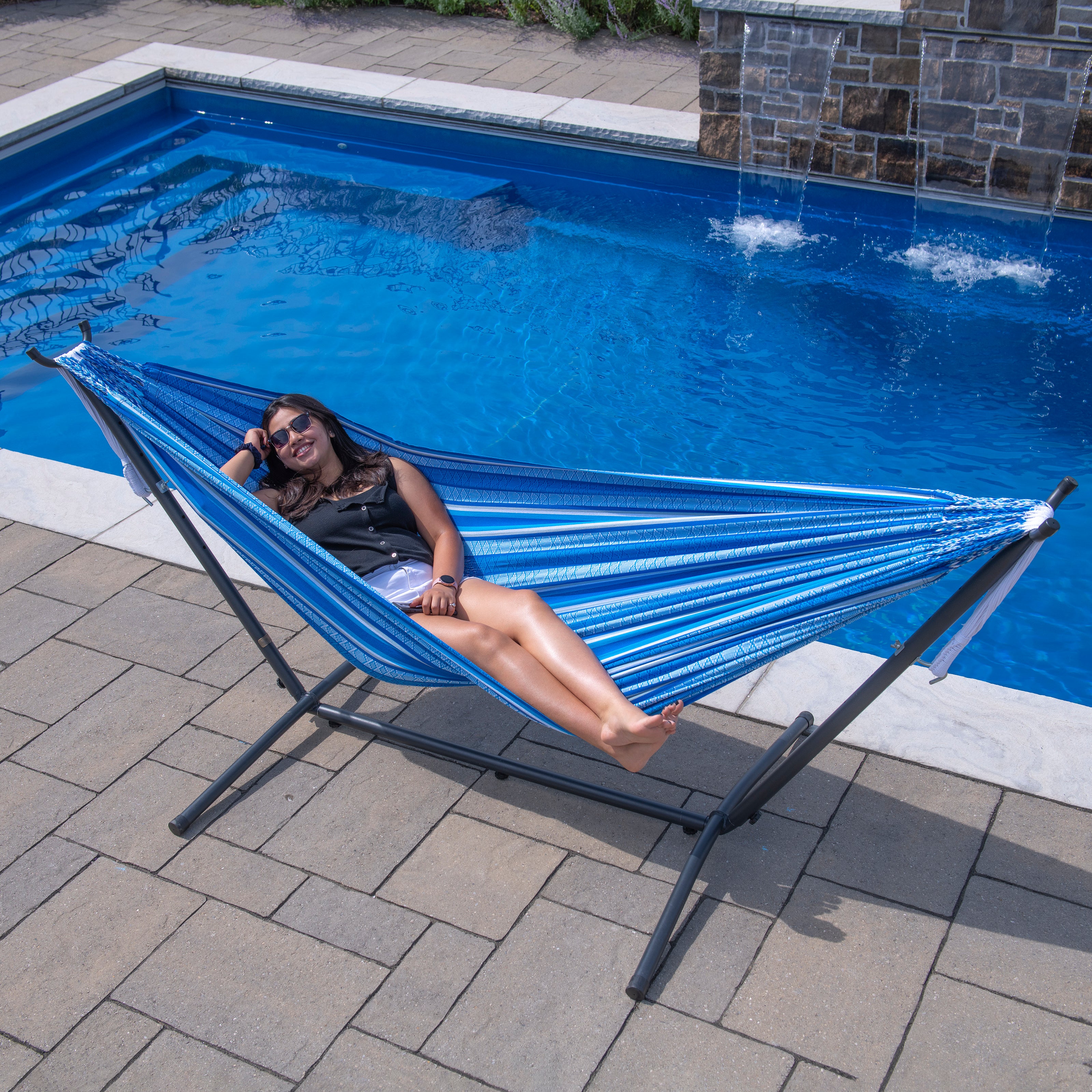 Latin Double Cotton Hammock - Azul