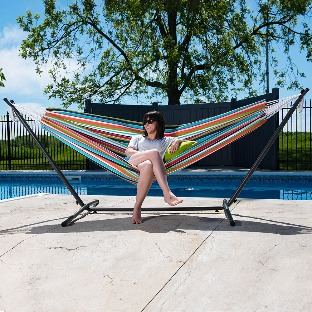 Double Sunbrella® Hammock with Stand (9ft/280cm) - Carousel Confetti