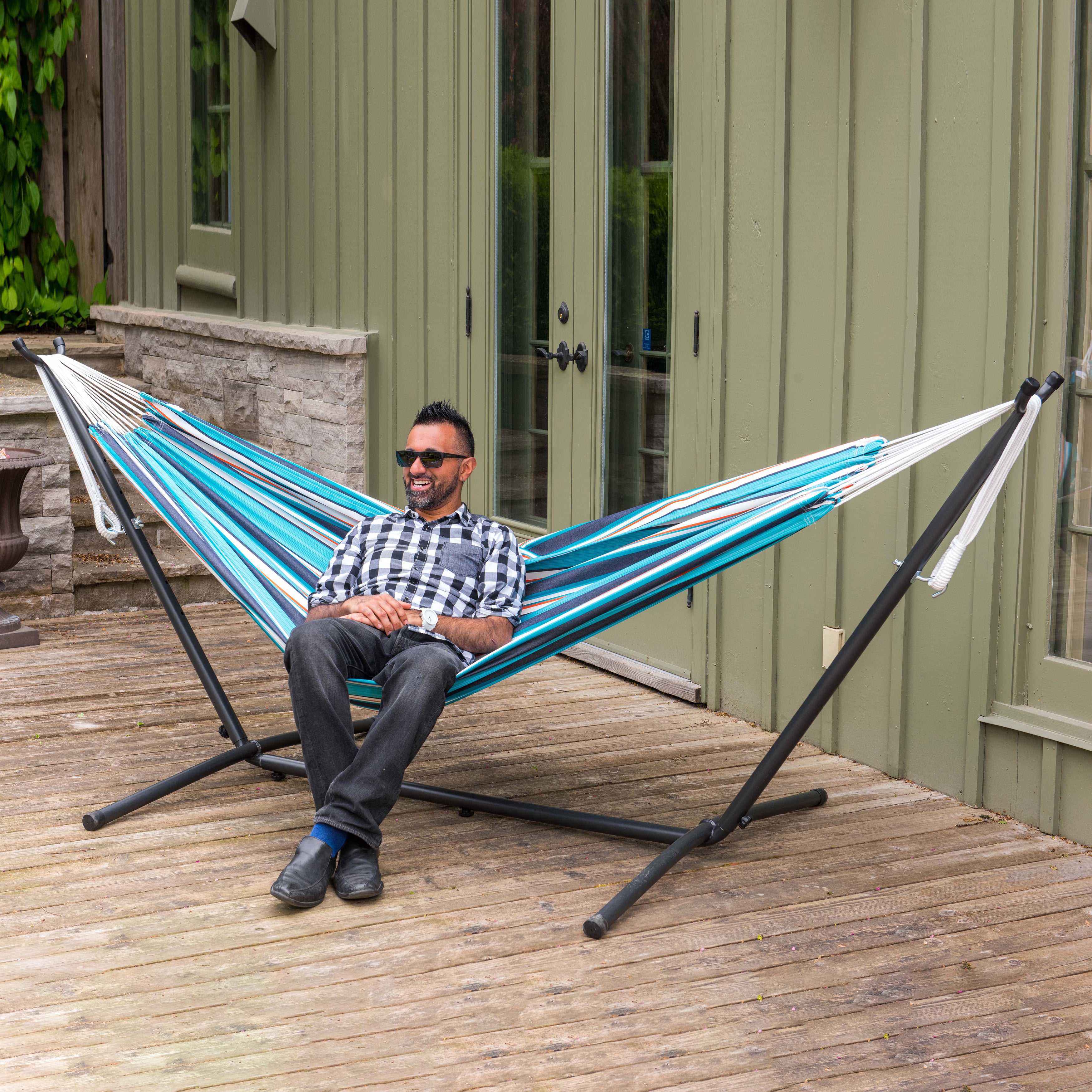 Double Sunbrella® Hammock with Stand (9ft/280cm) - Token Surfside