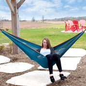 Mesh Camping Hammock - Turquoise & Orange