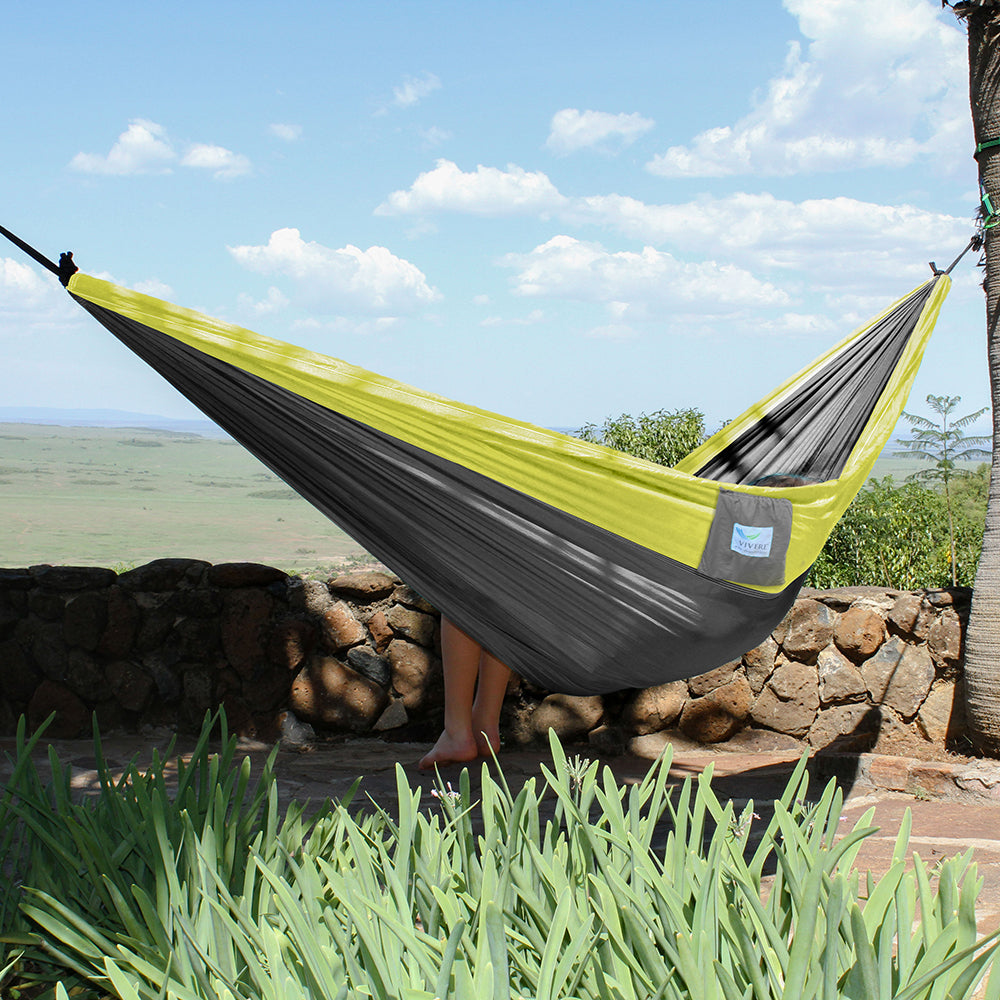 Parachute Camping Hammock - Grey & Yellow