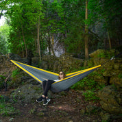 Parachute Camping Hammock - Grey & Yellow