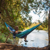 Parachute Camping Hammock - Navy & Turquoise