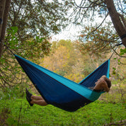 Parachute Camping Hammock - Navy & Turquoise