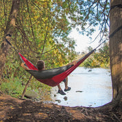 Parachute Camping Hammock - Crimson & Charcoal