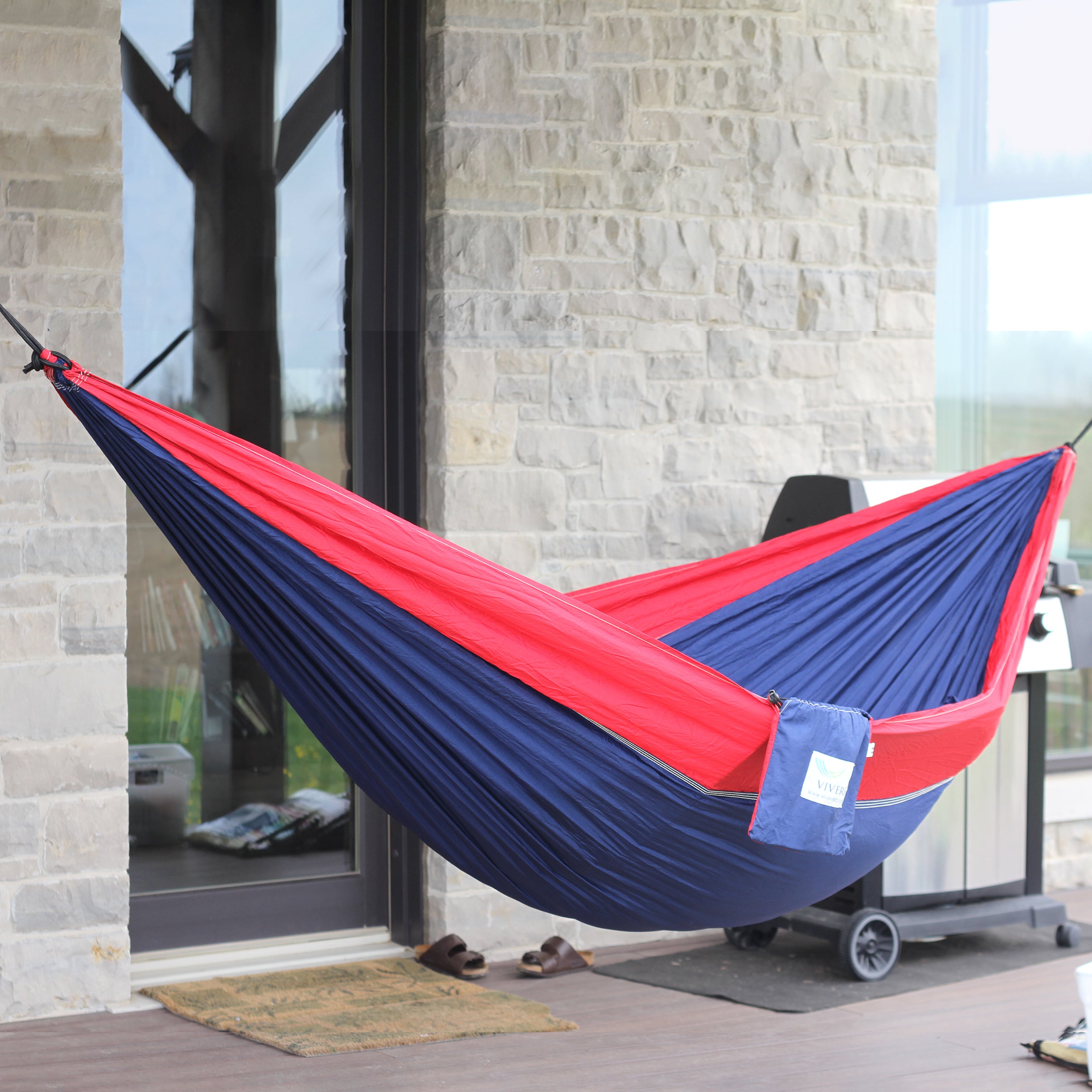 Parachute Camping Hammock - Navy & Red