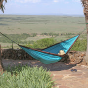 Parachute Camping Hammock - Turquoise & Chocolate