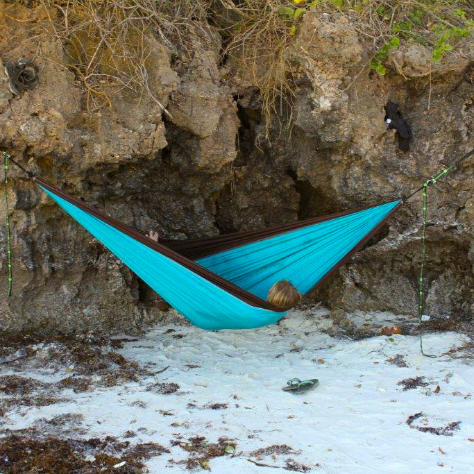 Parachute Camping Hammock - Turquoise & Chocolate