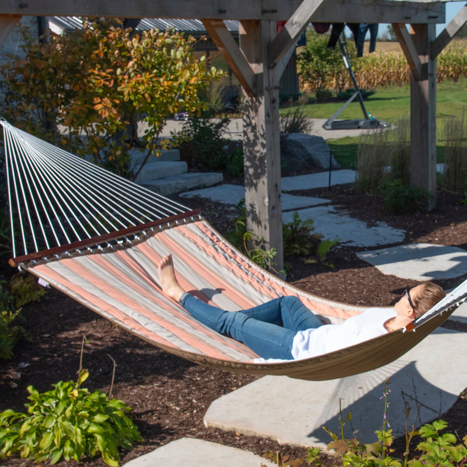 Sunbrella® Quilted Spreader Bar Hammock - Cameo