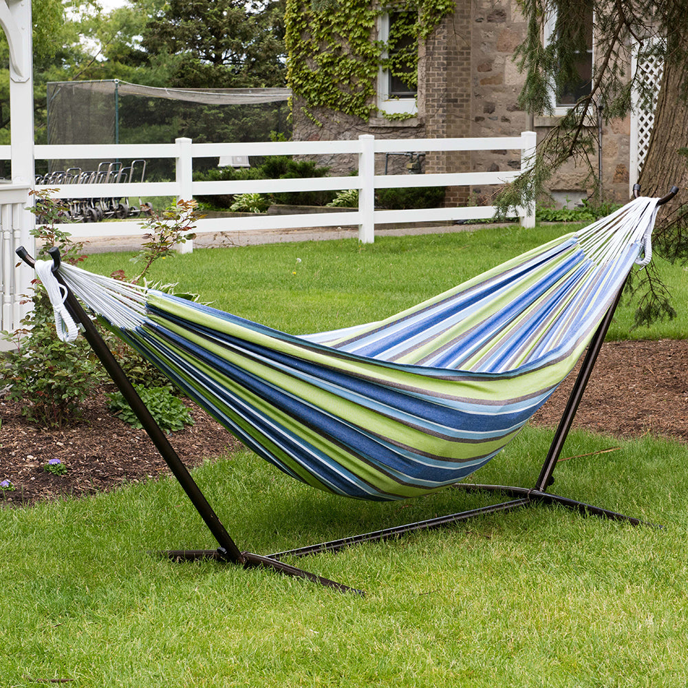 Double Cotton Hammock Bundle (9ft/280cm) - Oasis & Green Apple