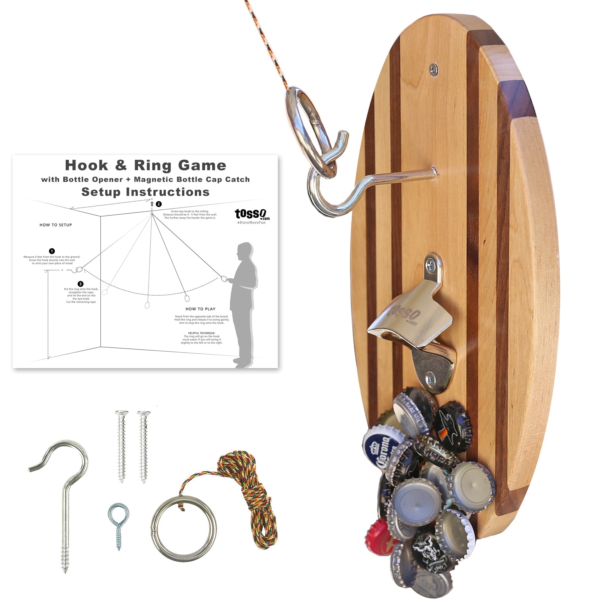 Hook and Ring Beach Stripe Design with Bottle Opener & Magnetic Bottle –  Vivere Canada